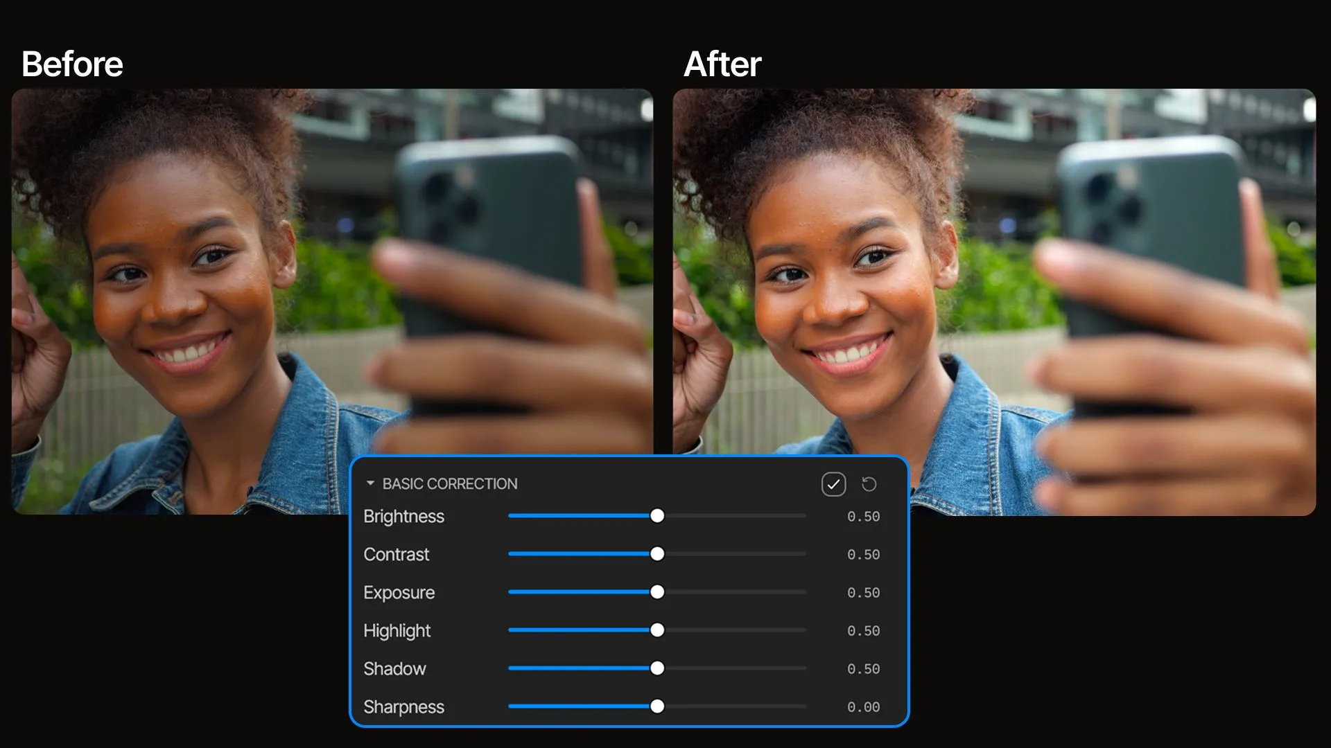 Exposure and contrast controls